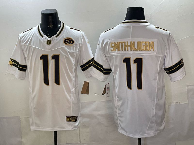 Men 2026 Seattle Seahawks #11 Smith-Hjigba White gold 3th generations Nike Limited NFL Jersey style 003->seattle seahawks->NFL Jersey